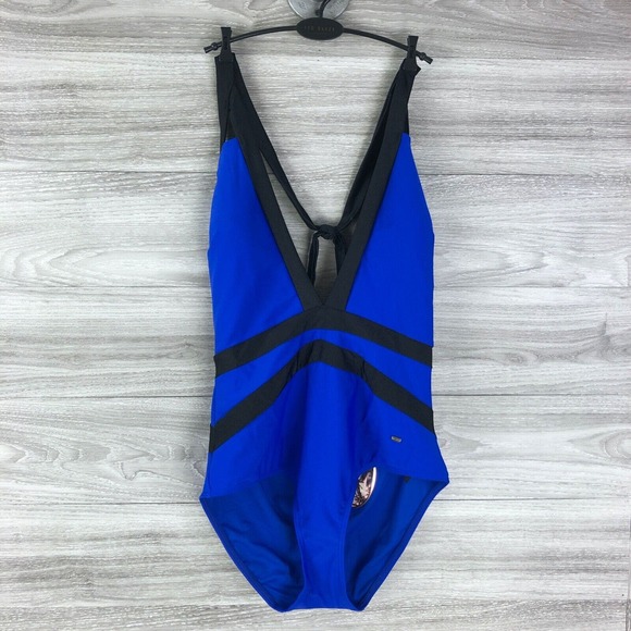 TED BAKER RALINDA TRIANGLE CUT ONE PIECE HALTER NWT BRIGHT BLUE Sz. 12 $129 - Picture 2 of 10